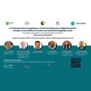 Visuel de présentation du side event sur les communautés énergétiques coorganisé par ENERGIES 2050 lors de la COP29